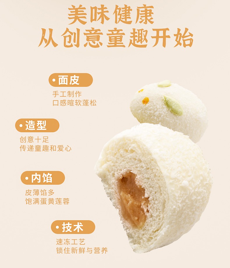 玉兔形莲蓉包 Rabbit shaped Bun stuffed with Salted Egg Yolk Custard